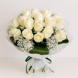 Bouquet 18 rosas blancas